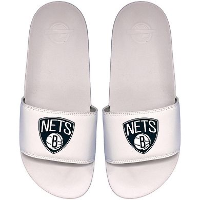 Youth ISlide White Brooklyn Nets Primary Motto Slide Sandals