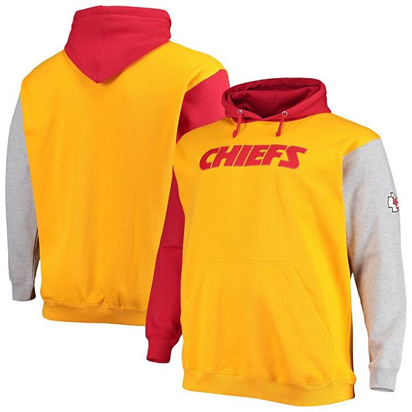 Youth Kansas City Chiefs Red Color Block Raglan Pullover Hoodie