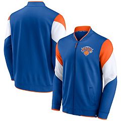 Mitchell & Ness Blue New York Knicks Exploded Logo Warm-Up Full-Zip Jacket