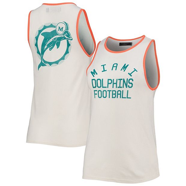 Women's Junk Food White/Orange Miami Dolphins Throwback Pop Binding Scoop  Neck Tank Top