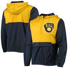 Men's G-III Sports by Carl Banks Navy Milwaukee Brewers Game Score Quarter-Zip Windbreaker Size: Small