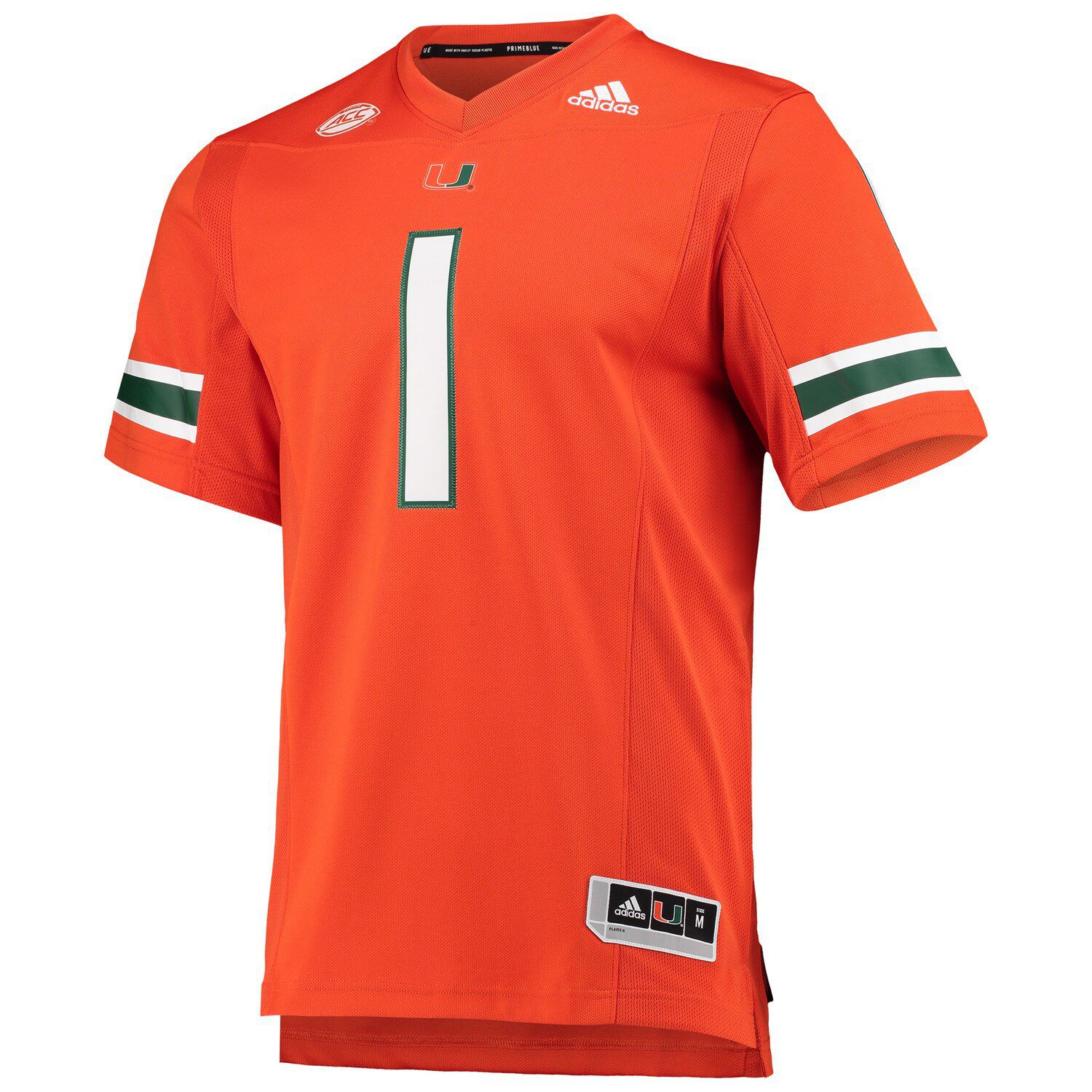 Men's Adidas #1 Orange Miami Hurricanes Team Premier Football Jersey