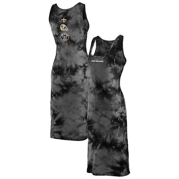 Women's WEAR by Erin Andrews Black New Orleans Saints Tie-Dye Tank Top Dress