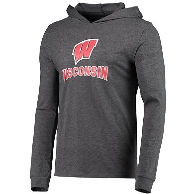 Men's Concepts Sport Heathered Red/Heathered Charcoal Wisconsin Badgers Meter Long Sleeve Hoodie T-Shirt & Jogger Pants Set