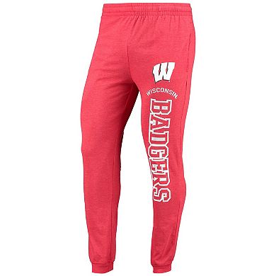Men's Concepts Sport Heathered Red/Heathered Charcoal Wisconsin Badgers Meter Long Sleeve Hoodie T-Shirt & Jogger Pants Set