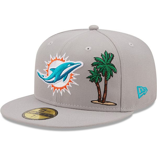 Men's New Era Gray Miami Dolphins City Describe 59FIFTY Fitted Hat