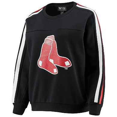 Women's The Wild Collective Black Boston Red Sox Perforated Logo Pullover Sweatshirt