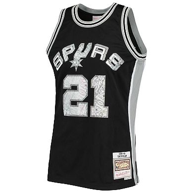 Men's Mitchell & Ness Tim Duncan Black San Antonio Spurs 1996-97 Hardwood Classics NBA 75th Anniversary Diamond Swingman Jersey