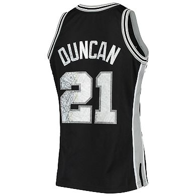 Men's Mitchell & Ness Tim Duncan Black San Antonio Spurs 1996-97 Hardwood Classics NBA 75th Anniversary Diamond Swingman Jersey