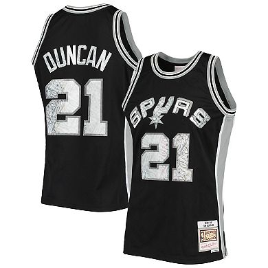 Men's Mitchell & Ness Tim Duncan Black San Antonio Spurs 1996-97 Hardwood Classics NBA 75th Anniversary Diamond Swingman Jersey