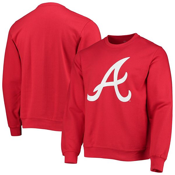 Men's Stitches Red Atlanta Braves Pullover Sweatshirt