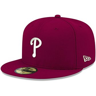Men's New Era Cardinal Philadelphia Phillies Logo White 59FIFTY Fitted Hat
