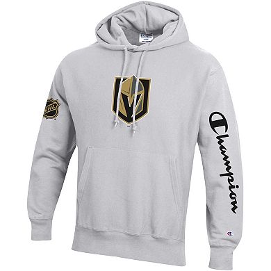 Men's Champion Heathered Gray Vegas Golden Knights Reverse Weave Pullover Hoodie