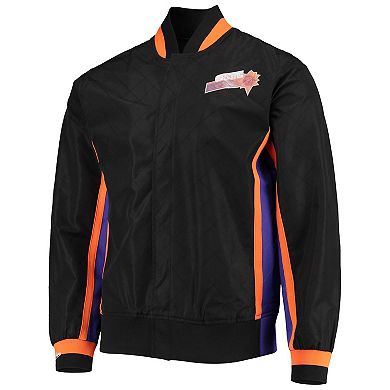 Men's Phoenix Suns Black Mitchell & Ness Hardwood Classics 75th Anniversary Authentic Warmup Full-Snap Jacket