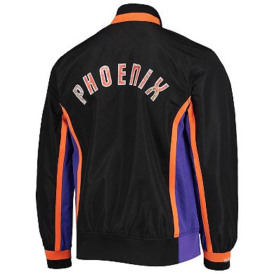 Men's Phoenix Suns Black Mitchell & Ness Hardwood Classics 75th Anniversary Authentic Warmup Full-Snap Jacket