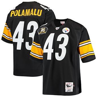 Men's Mitchell & Ness Troy Polamalu Black Pittsburgh Steelers 2007 Authentic Throwback Retired Player Jersey