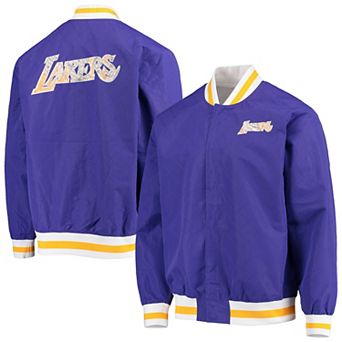 Men's Los Angeles Lakers Purple Mitchell & Ness Hardwood Classics 75th Anniversary Authentic Warmup Full-Snap Jacket