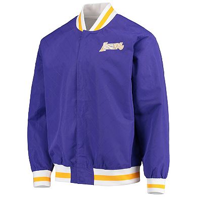 Men's Los Angeles Lakers Purple Mitchell & Ness Hardwood Classics 75th Anniversary Authentic Warmup Full-Snap Jacket