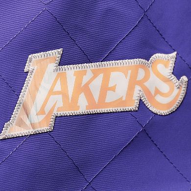 Men's Los Angeles Lakers Purple Mitchell & Ness Hardwood Classics 75th Anniversary Authentic Warmup Full-Snap Jacket