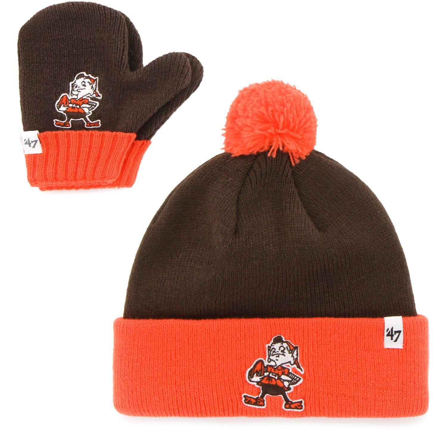 New Era Youth Cleveland Browns 2021 Sideline Sport Pom Cuffed Knit Hat - Brown