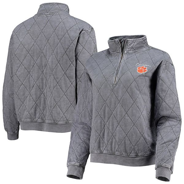 Womens Gameday Couture Charcoal Clemson Tigers Unstoppable Chic Quilted Quarter Zip Jacket 