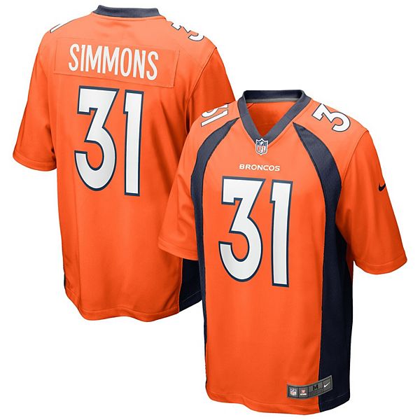 Youth Nike Justin Simmons Orange Denver Broncos Game Jersey