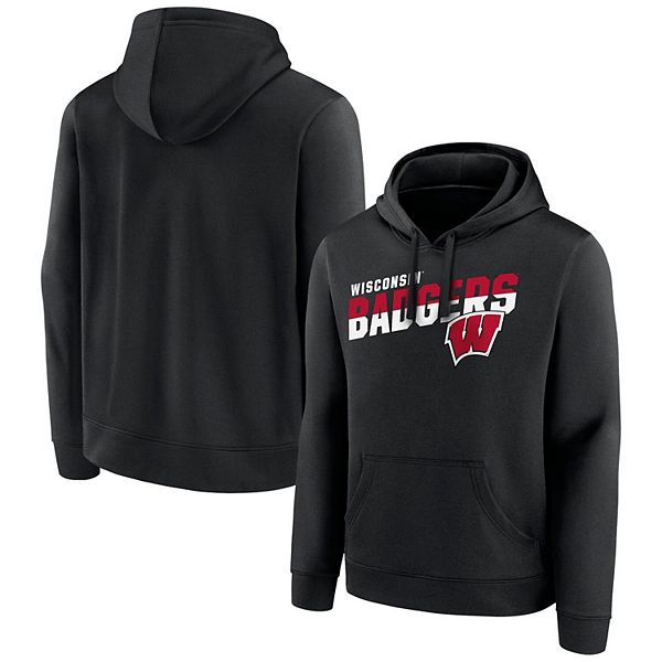 Men's Fanatics Branded Black Wisconsin Badgers Quick Slant Pullover Hoodie