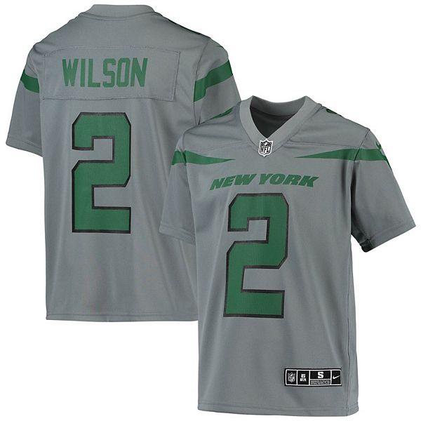 Youth Nike Zach Wilson Gray New York Jets Inverted Team Game