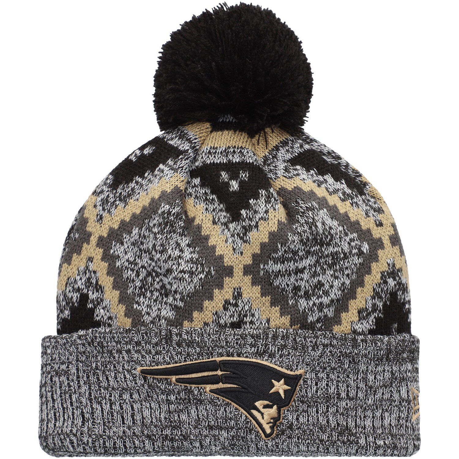 Carolina Panthers New Era Dispatch Cuffed Knit Hat With Pom - Black