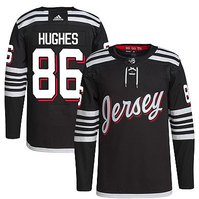 Men's adidas Jack Hughes Black New Jersey Devils Alternate Primegreen Authentic Pro Player Jersey