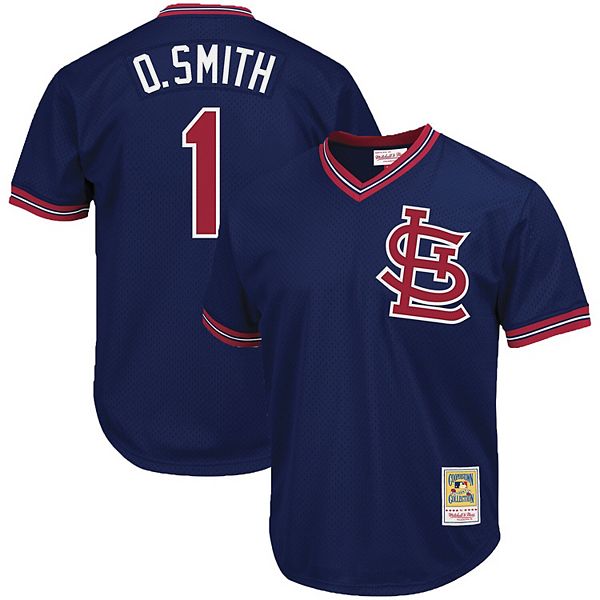 Men's Mitchell & Ness Ozzie Smith Navy St. Louis Cardinals Cooperstown  Collection Big & Tall Mesh Batting Practice Jersey