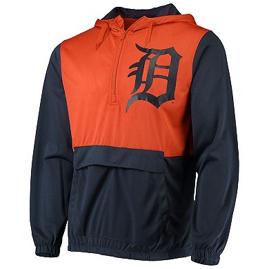 Men's Stitches Navy/Orange Detroit Tigers Anorak Hoodie Half-Zip Jacket