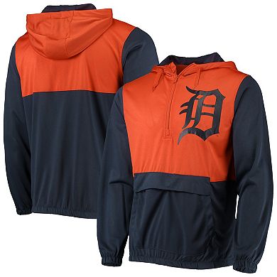 Men's Stitches Navy/Orange Detroit Tigers Anorak Hoodie Half-Zip Jacket