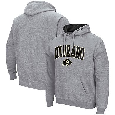Men's Colosseum Heathered Gray Colorado Buffaloes Arch & Logo 3.0 Pullover Hoodie