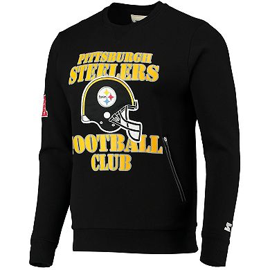 Men's Starter Black Pittsburgh Steelers Locker Room Throwback End Zone Pullover Sweatshirt