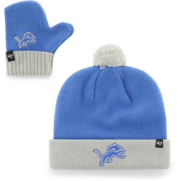 Detroit Lions Infant / Baby 47 Brand Cuffed Pom Knit Hat & Gloves Set