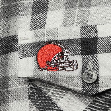 Women's Antigua Gray Cleveland Browns Ease Flannel Button-Up Long Sleeve Shirt