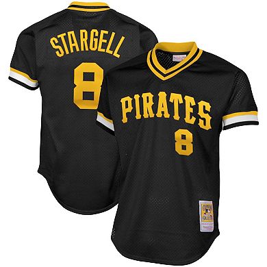 Men's Mitchell & Ness Willie Stargell Black Pittsburgh Pirates Cooperstown Collection Big & Tall Mesh Batting Practice Jersey