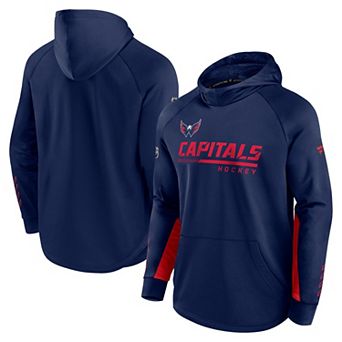 Men's Fanatics Branded Navy Washington Capitals Authentic Pro Locker Room Raglan Pullover Hoodie