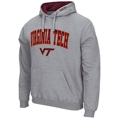 Men's Colosseum Heather Gray Virginia Tech Hokies Arch & Logo 3.0 Pullover Hoodie