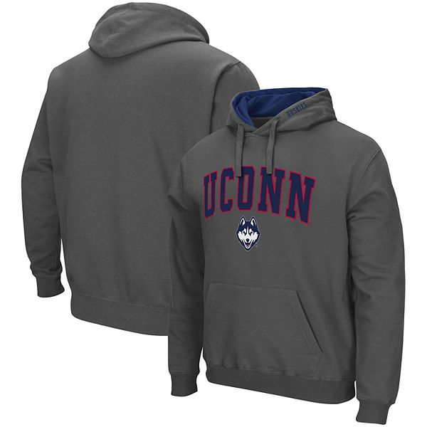 Men's Colosseum Charcoal UConn Huskies Arch & Logo 3.0 Pullover Hoodie