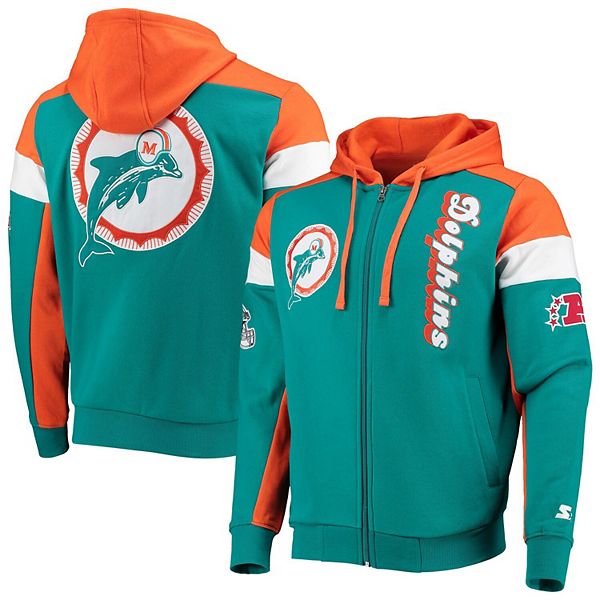 Starter Miami Dolphins Crew Neck Sweatshirt with Zip Pockets S / Dolphins Aqua Mens Sportswear