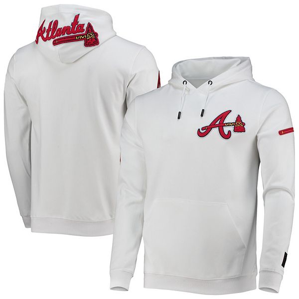 Men's Antigua White Atlanta Braves Team Logo Victory Full-Zip Hoodie Size: Small