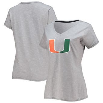 Women's Fanatics Branded Gray Miami Hurricanes Logo Space-Dye T-Shirt