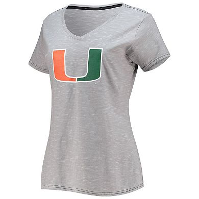 Women's Fanatics Branded Gray Miami Hurricanes Logo Space-Dye T-Shirt