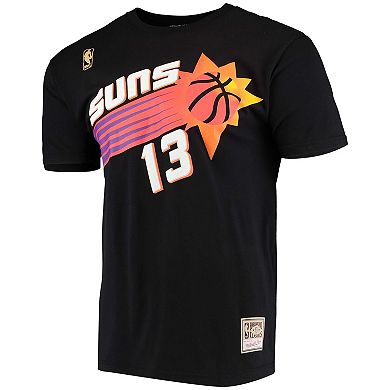 Men's Mitchell & Ness Steve Nash Black Phoenix Suns Hardwood Classics Stitch Name & Number T-Shirt