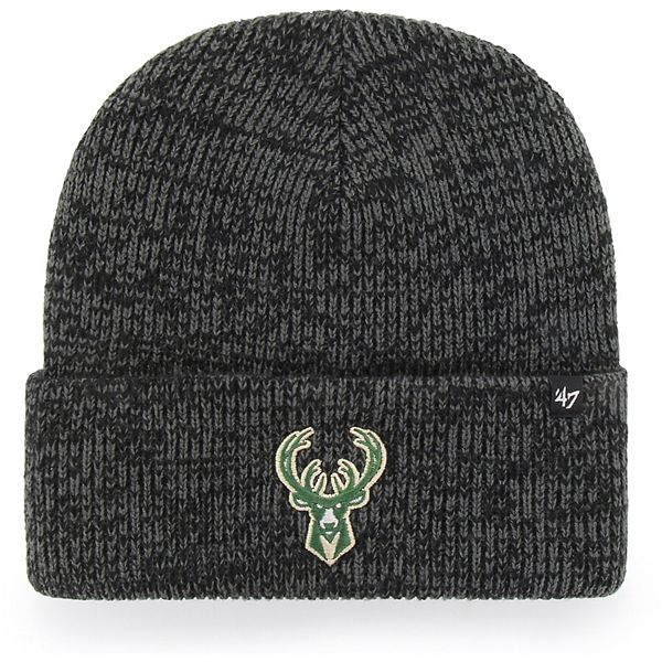 Men's '47 Black Milwaukee Bucks Brain Freeze Cuffed Knit Hat