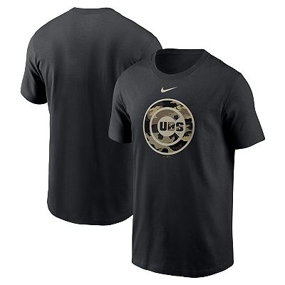 Men s Nike Black Chicago Cubs Team Camo Logo T Shirt