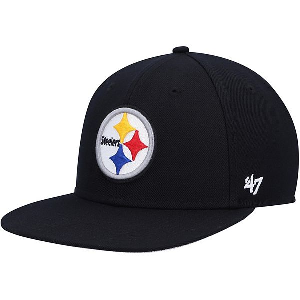 Youth '47 Black Pittsburgh Steelers Lil Shot Captain Snapback Hat