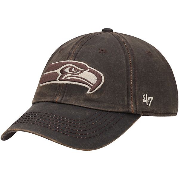 Men's '47 Brown Seattle Seahawks Oil Cloth Clean Up Adjustable Hat